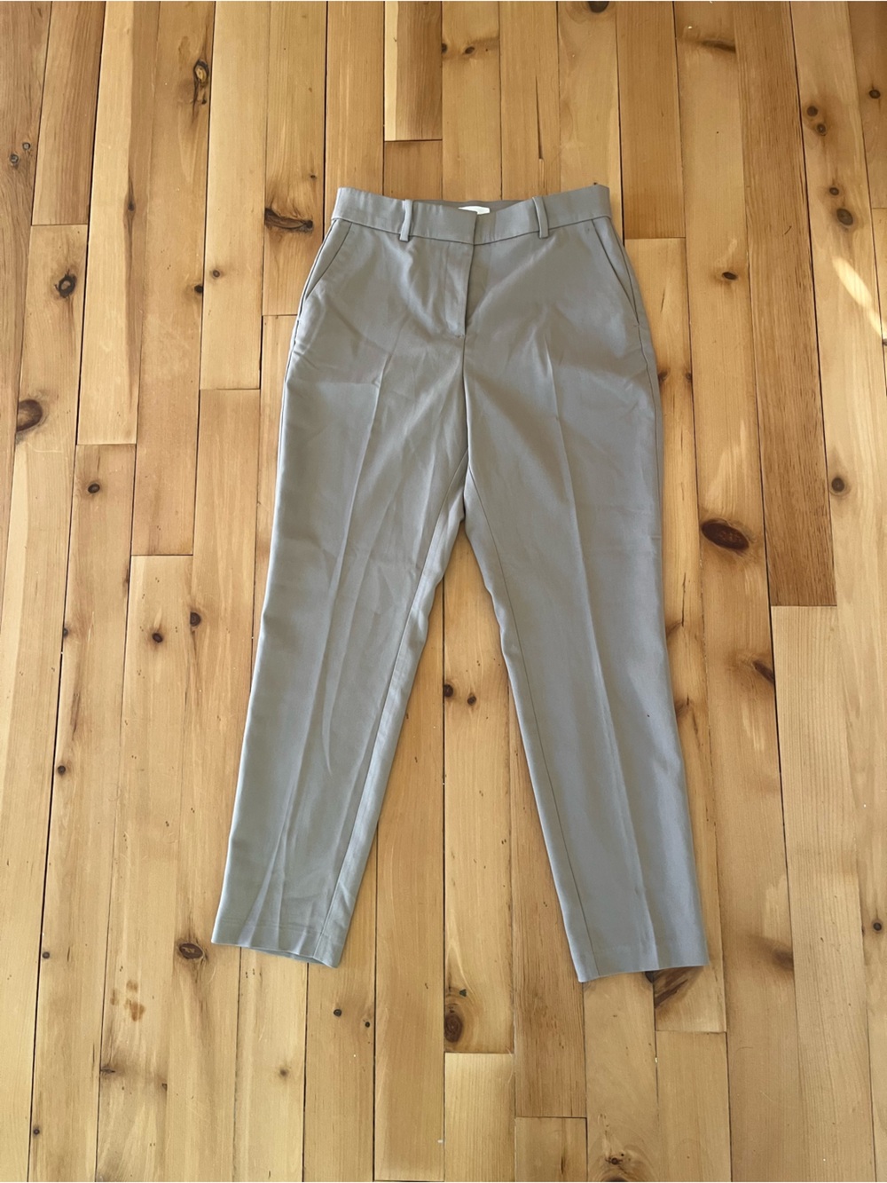 H&M Light Gray High-Waist Straight Trousers